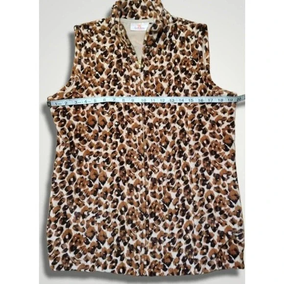 Quacker Factory Leopard Print Sequined Full Zip Vest Size S - Picture 6 of 8